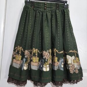 Vintage Green Axes Femme Print Skirt